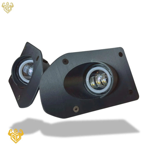 FJ Cruiser Fog Lights 4-inch Round Wing Delete Brackets with LED lights by Rigid Custom Works