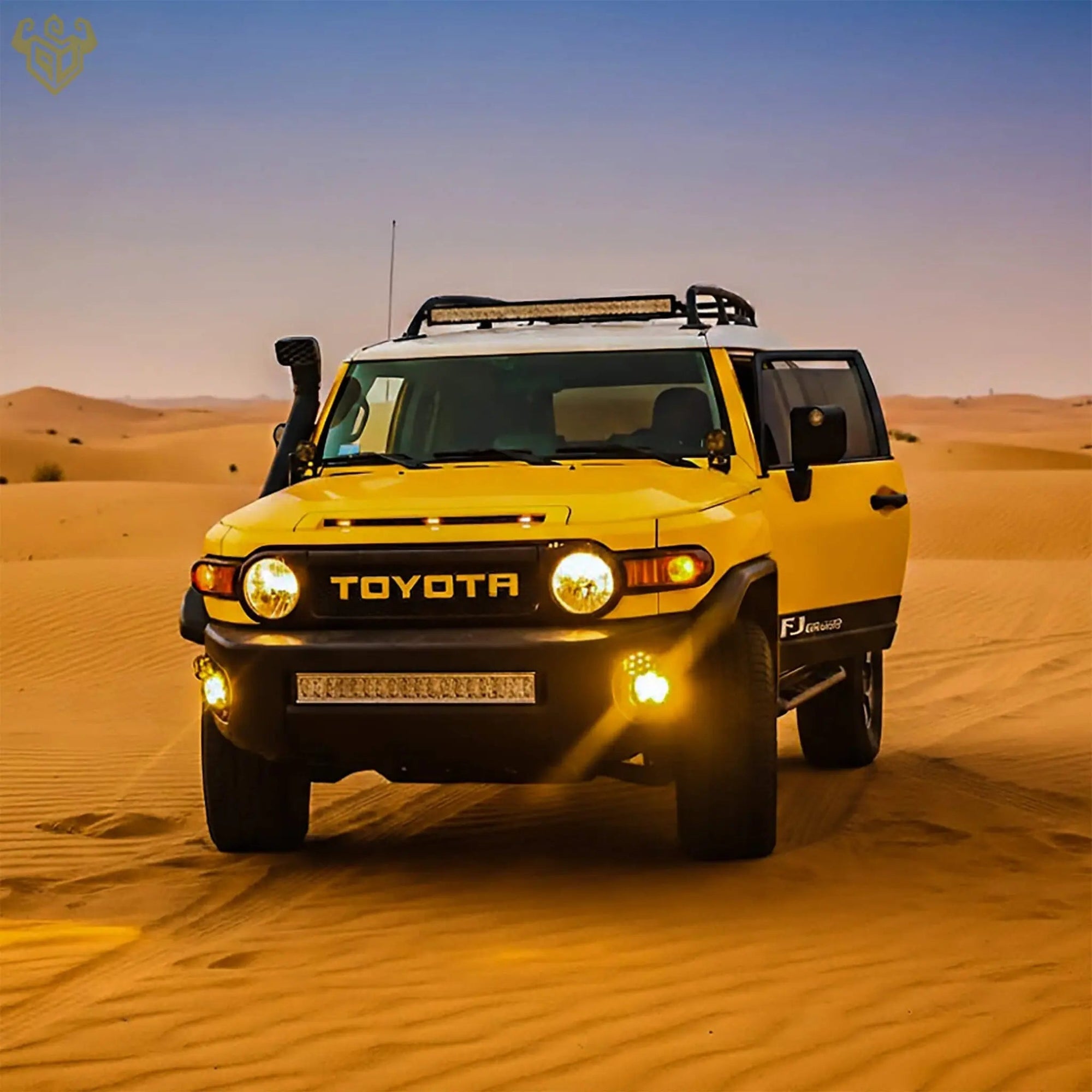FJ Cruiser wing delete brackets with 5-inch amber LED fog lights