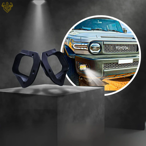 Toyota FJ Cruiser square fog light cover brackets top view — Rigid Custom Works