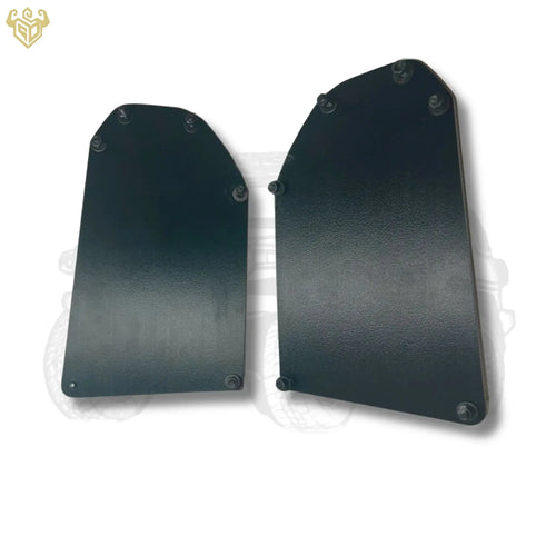  Tight detail of bumper cap’s engraved “FJ” logo in textured matte-black ABS.