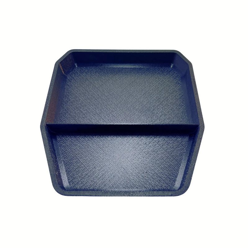 Land Rover Defender armrest storage tray front view — Rigid Custom Works