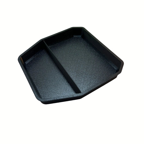 Defender armrest tray anti-slip lining detail — Rigid Custom Works