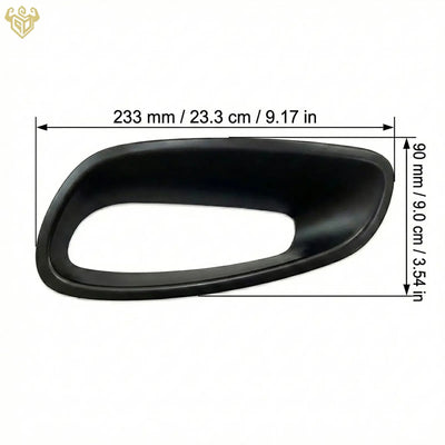 Measurements of Porsche 911 GT3 RS (992) side air intake trim replacements in a smooth matte black finish.