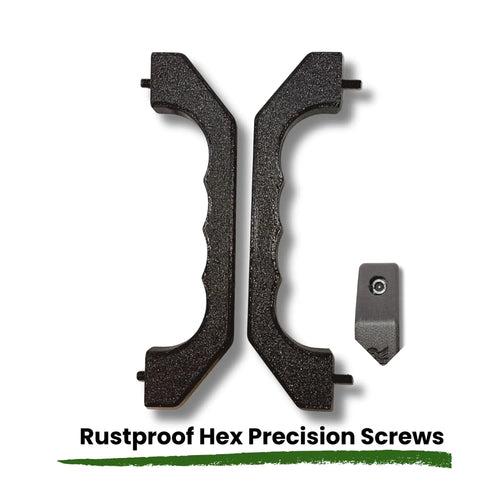 Land Rover Defender 90 110 130 interior door pull handle front view — Rigid Custom Works