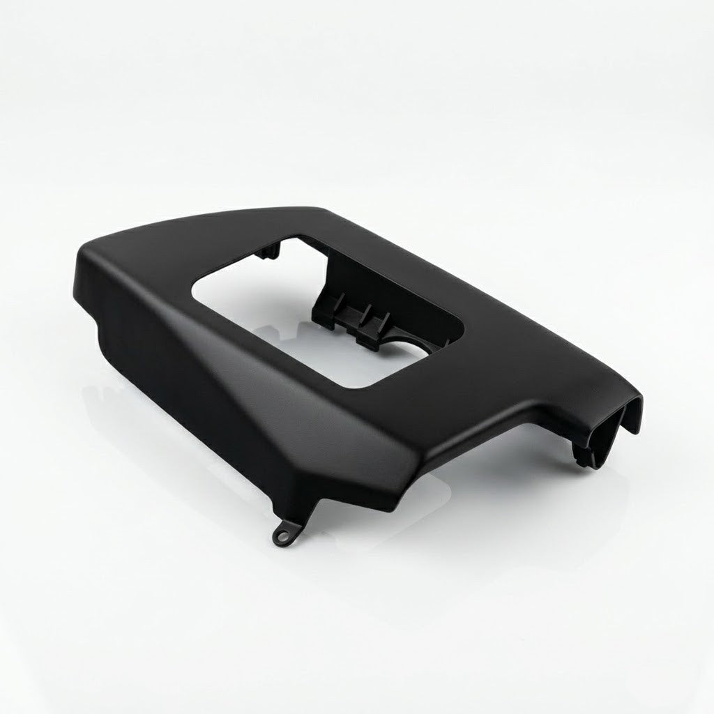 Mercedes R129 seat belt outlet guide black A1299100639 angled detail — Rigid Custom Works