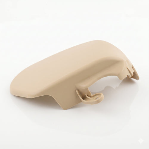 BMW E46 seat frame outer trim cover beige, underside showing clip geometry