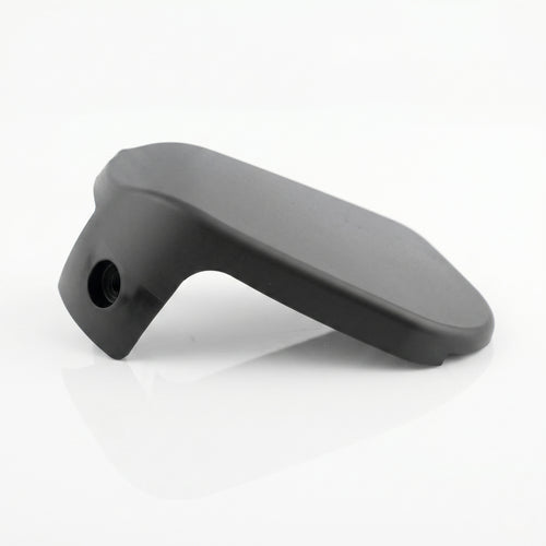 BMW E46 seat frame outer trim cover black, three-quarter view