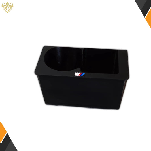 BMW E46 rear cup holder replacement in black ABS by Rigid Custom Works