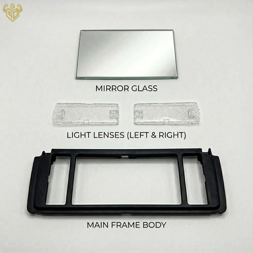 Mercedes R129 sun visor backing kit rear view 1298102317 — Rigid Custom Works