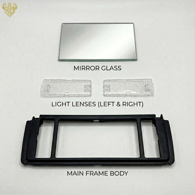 Mercedes R129 sun visor backing kit rear view 1298102317 — Rigid Custom Works