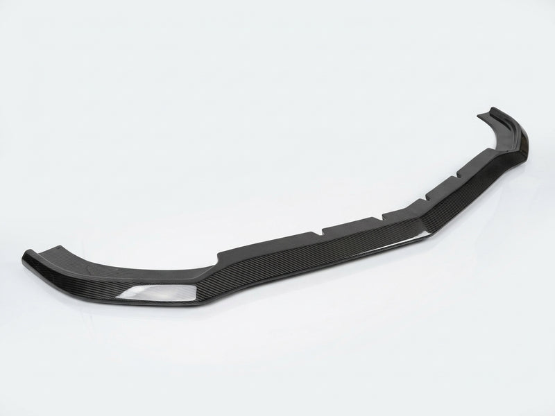 Carbon fiber front lip for Mercedes W204 C63 AMG Black Series, full-length angled view
