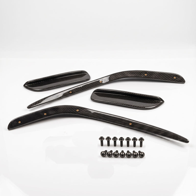 Complete kit of 4 carbon canards with titanium mounting bolts for Mercedes W204 C63 AMG