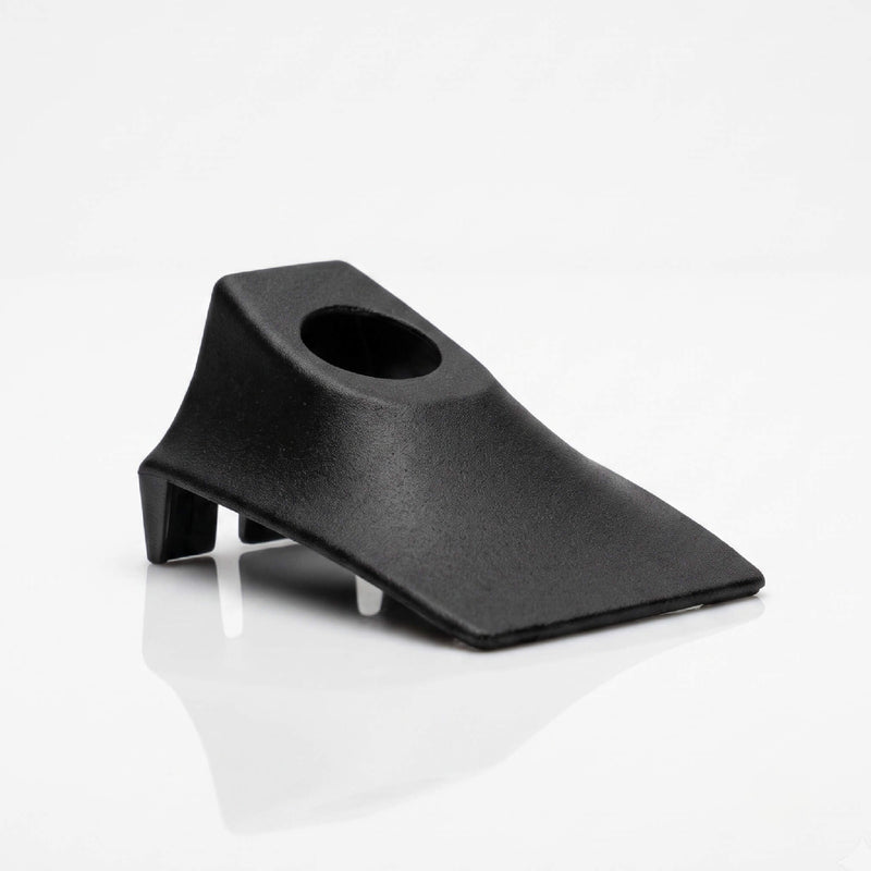 Side profile of black Mercedes R129 A124 dome light top cover showing integrated mounting clips — RCW ASA-CF replacement 1298110071