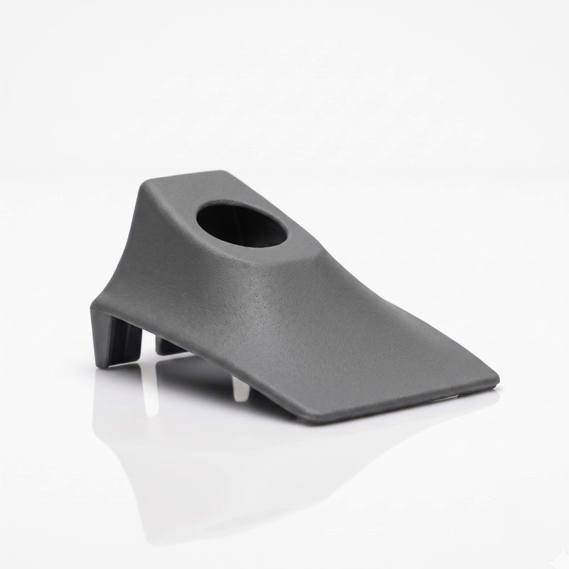 Mercedes R129 A124 rear view mirror dome light top cover in Orion Grey — front three-quarter view of RCW carbon-fiber ASA replacement for OEM 1298110071